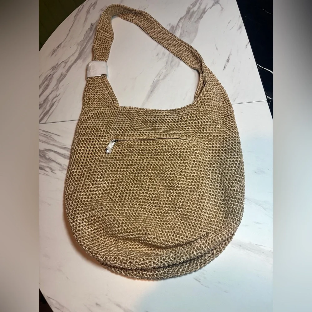 Quince Beige Woven Hobo Shoulder Bag